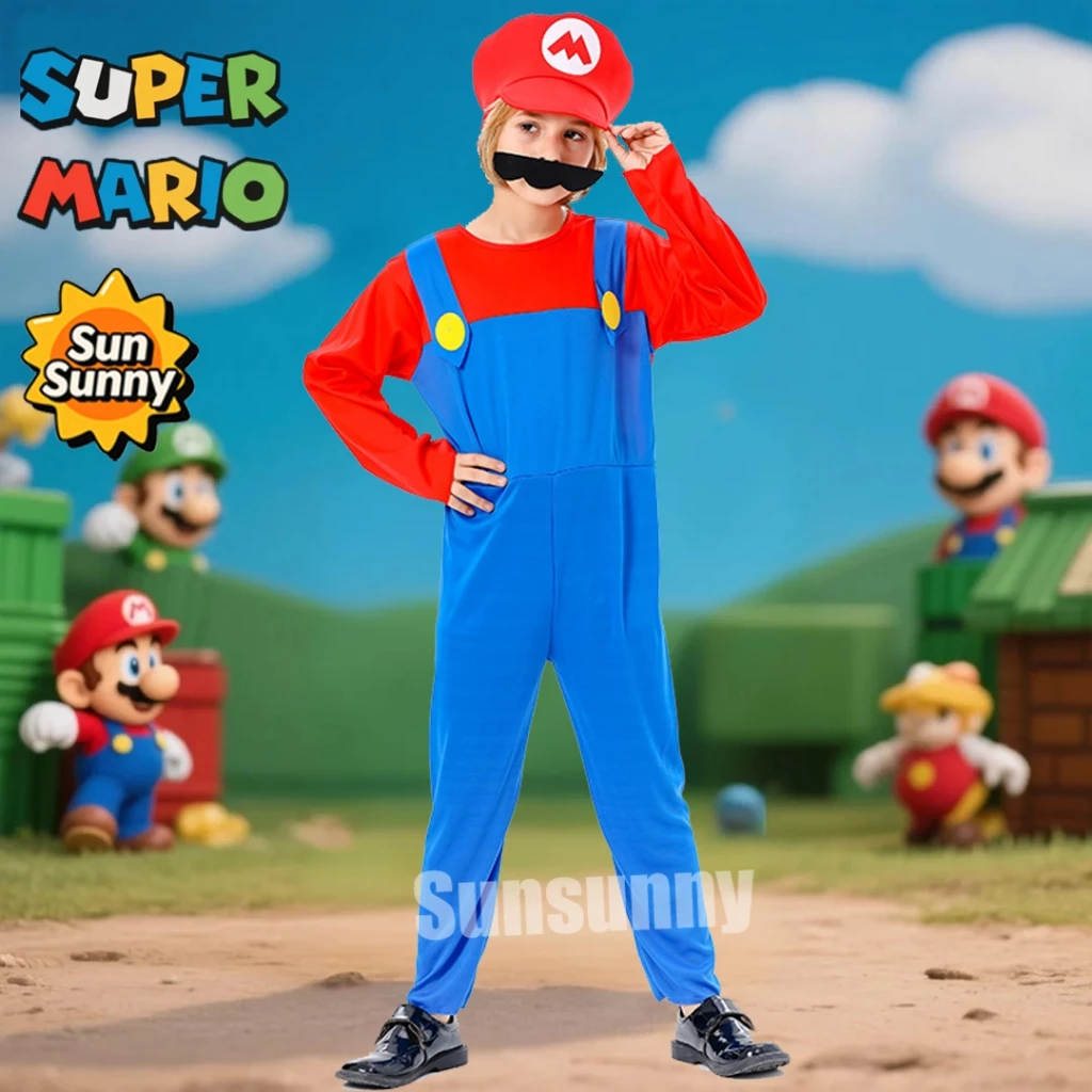 เครื่องแต่งกายเด็กซูเปอร์มาริโอ Super Mario Costume คอสเพลย์ แสดงการ์ตูนคริสต์มาส ชุดครอบครัว  เสื้อผ้าครอบครัวฮาโลวีน thumbnail 7