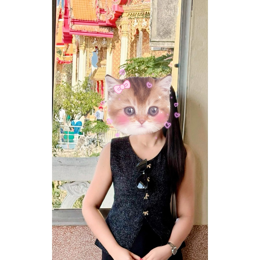 เสื้อรุ่น Demii Top เสื้อกั๊ก Vest ออกงาน ทรงสวย กระดุมโบว์ มือสอง