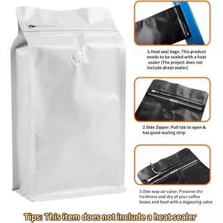 MOFF MART (50ใบ)ถุงกาแฟมีวาล์ว coffee bag packer ถุงฟอยด์ ทรงสูงสำหรับแพ็คเมล็ดกาแฟ มีวาวล์ระบายก๊าซ 250, 500 กรัม 1 กก