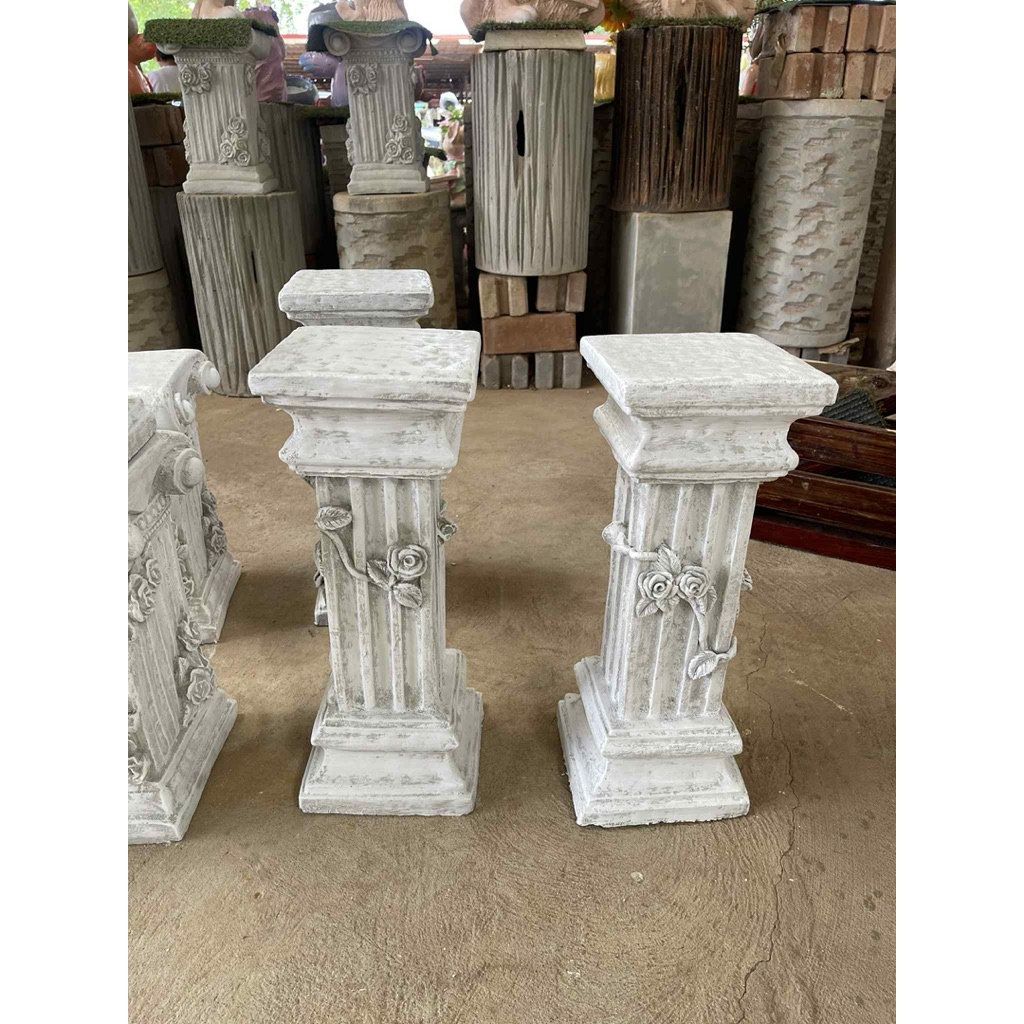 ฐานเสาปูนลายช่อกุหลาบสำหรับตกแต่งประดับบ้านและสวนขนาดสูง38ฐานกว้าง20cm - รูปที่ 7