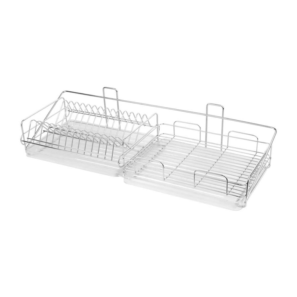 ชั้นคว่ำจานติดผนังสเตนเลส304 66cm มีถาด KECH แบรนด์ KECH