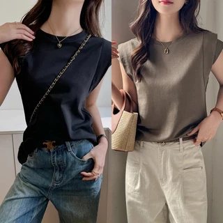 เสื้อแฟชั่นมาใหม่ล่าสุด สีพื้น oversize เสื้อผ้าสาวอวบน่ารักสไตล์เกาหลี เสื้อยืดแขนสองชั้นสวยๆผู้หญิงกําลังฮิตใหม่ล่าสุด