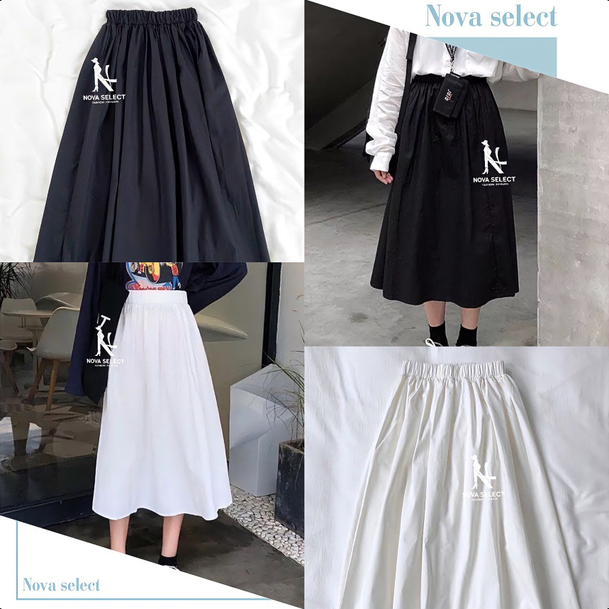 กระโปรงยาว เอวสูง จับจีบ สง่างาม สําหรับผู้หญิง Clothing Lady