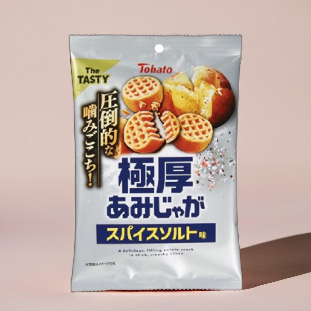 Tohato Amijaga มันฝรั่งทอดกรอบลายตาข่ายหนาพิเศษ รสเครื่องเทศเกลือ (Spice Salt) ขนมญี่ปุ่นนำเข้า 45g
