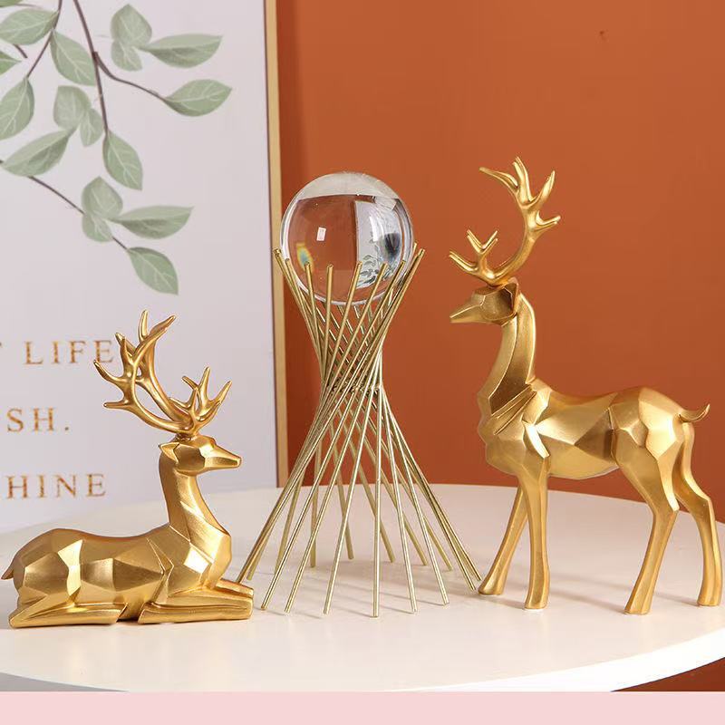 เครื่องประดับบ้าน เรียกความมั่งคั่งทอง Elk ห้องนั่งเล่นหรูหราทีวีตู้เก็บไวน์ตกแต่งทันสมัยสูง
