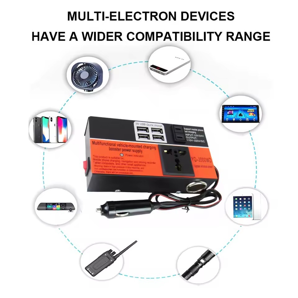 ✅พร้อมส่ง🔥อินเวอร์เตอร์รถยนต์ 12V เป็น 220V มัลติฟังก์ชั่น แปลงไฟรถยนต์ สำหรับพาหนะ ใช้งานง่าย - รูปที่ 4