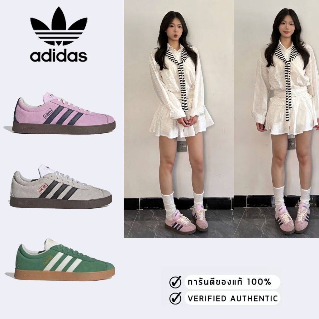 ของแท้ 100%adidas VL COURT 2.0 JR8309/JS3003/JH5077รองเท้าผ้าใบแบบยูนิเซ็กซ์