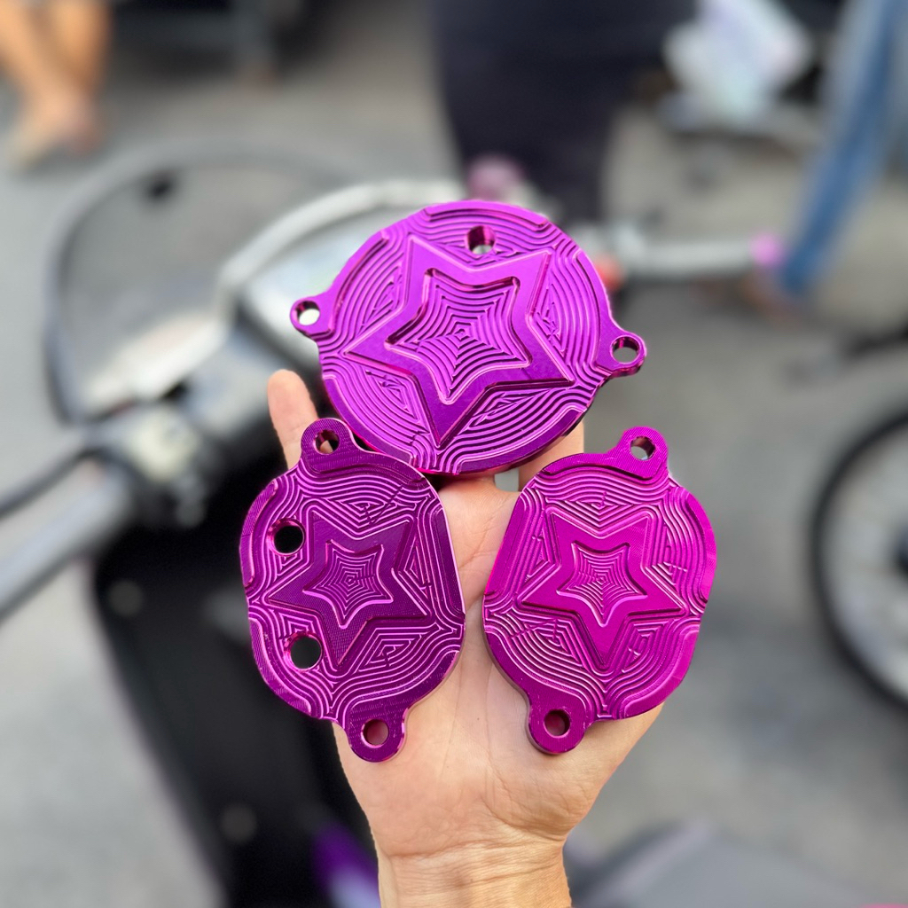 ฝา 4 วาวเวฟ ฝาปิดวาว ใส่เครื่อง 4 วาว งานCNC 1ชุด ได้ 3ชิ้น ใส่เวฟ 100/110i/125r-s-บังลม/125iปลาวาฬ-LED - รูปที่ 2