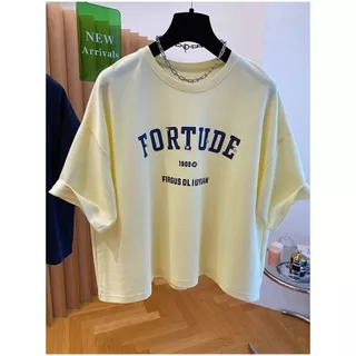 เสื้อครอปน่ารักสไตล์เกาหลี oversize เสื้อผ้าสาวอวบคนอ้วนไซส์ใหญ่ เสื้อยืดลายตัวหนังสือผู้หญิงแฟชั่นมาใหม่ ลําลองทรงหลวม