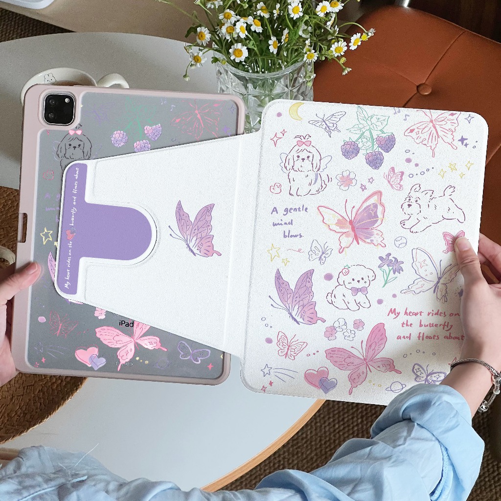 ⭐พร้อมส่ง⭐เคส Samsung Tab A9+ S9 S9FE หมุนได้ 360° Flower Bunny S10+ S10FE มีที่ใส่ปากกา S6 Lite S8