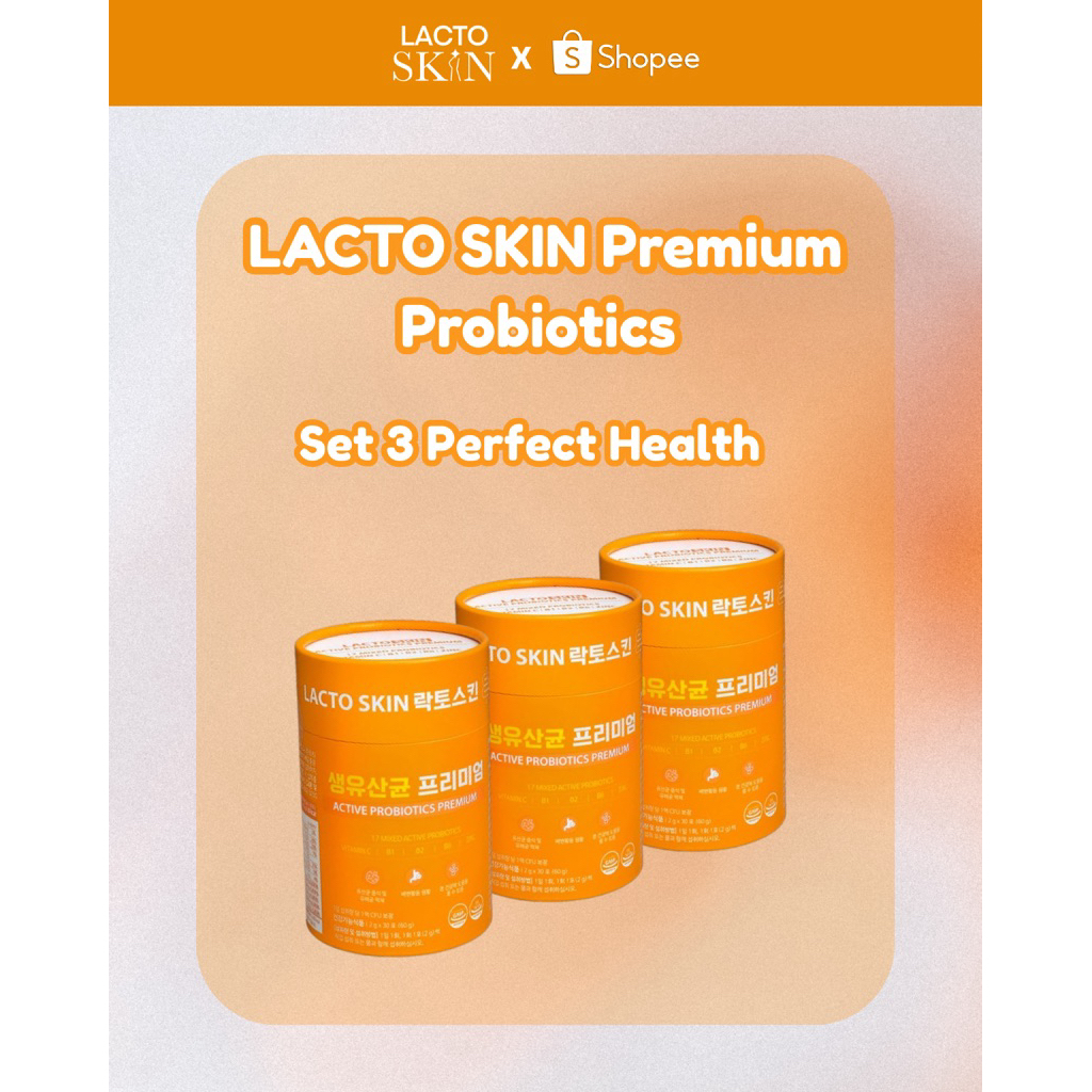 LACTO Probiotics Premium – มือโปรไบโอติกดูแลลำไส้และผิว เซ็ต 3 กล่อง Perfect Health (30 ซอง/กล่อง)