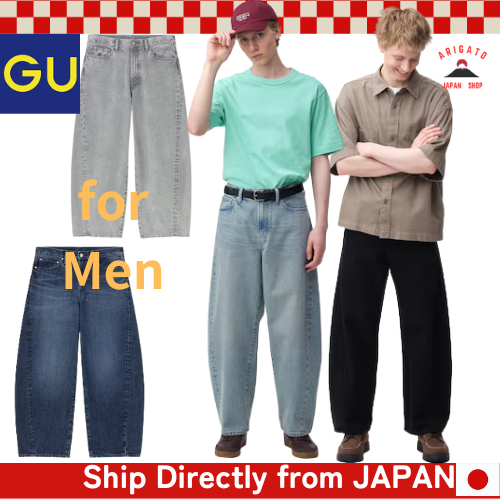GU Men`s Barrel Leg Jeans [ส่งตรงจากประเทศญี่ปุ่น ของแท้ 100%]