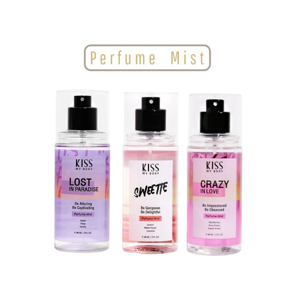 Kiss My Body Perfume Mist สเปรย์น้ำหอม 88 มล. (Lost in Paradise / Sweetie / Crazy in Love)