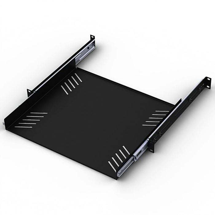 ลิ้นชัก1U พร้อมรางสไลด์ ถาดรอง 1 U พร้อมรางสไลด์ 1U Black 380mm Deep Sliding Rack Tray with Universal Fixing PENN-ELCOM