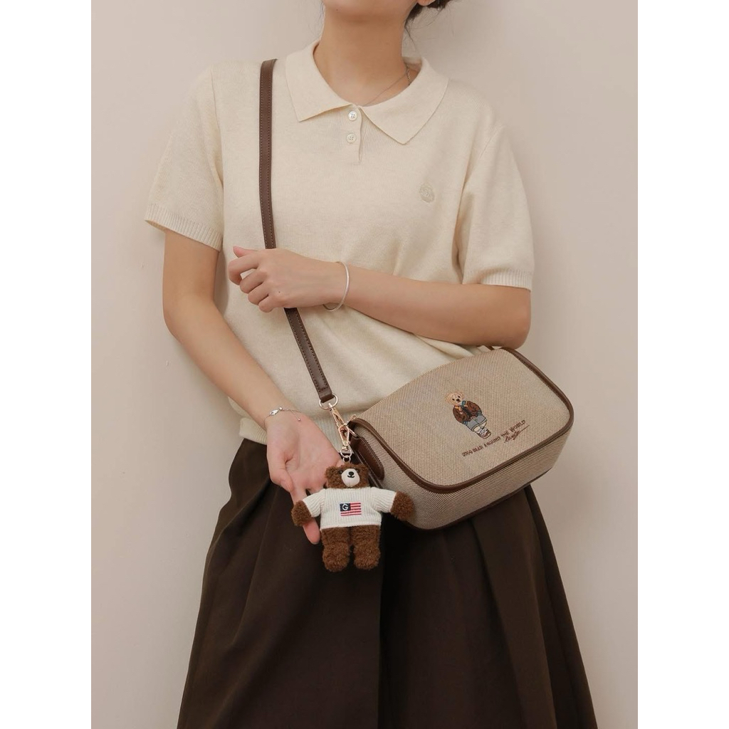 กระเป๋าสะพายข้าง GUOO BEAR สะพายยาว พร้อมหมีปอม [พร้อมส่ง]