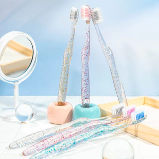 Dr.RAY Glitter Shine แปรงแพ็กคู่ ด้ามใสกลิสเตอร์ ขนนุ่มกำลังดี บิดกลียวด้านข้าง No.D193