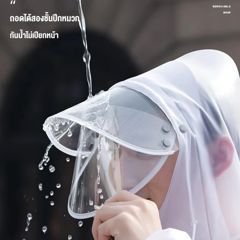 ชุดเสื้อกันฝนสองชิ้น มีแถบสะท้อนแสงพร้อมหมวกสำหรับชายและหญิง thumbnail 7