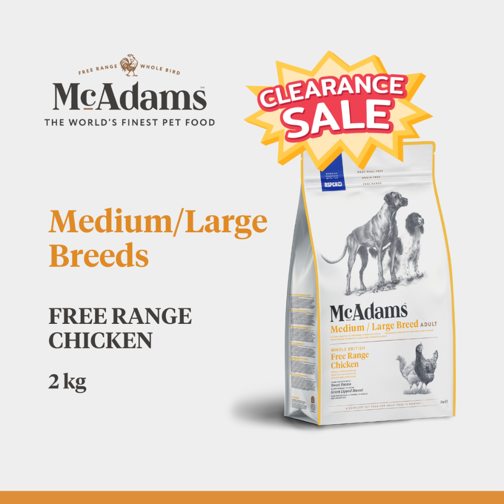[CLEARANCE] McAdams Medium/Large Breeds Free Range Chicken 2 kg แมคอดัมส์ สูตรไก่สำหรับสุนัขสายพันธุ์กลาง BBD 28.05.2026