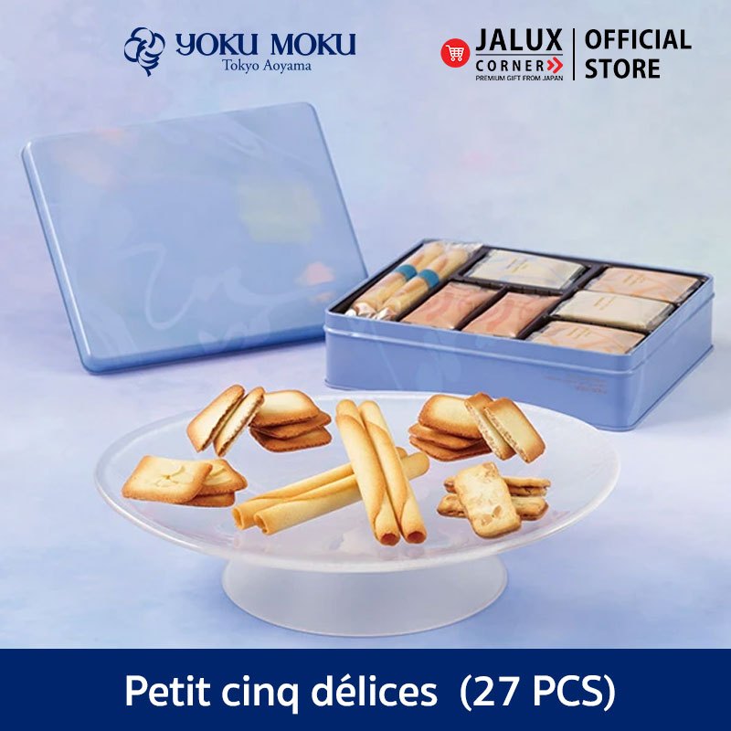 JALUX CORNER YOKU MOKU Petit cinq délices (Summer) ขนมคุกกี้รวม 5 ชนิด กล่องเหล็ก 27 ชิ้น