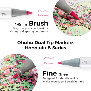 FOLIO ART : ปากกามาร์คเกอร์Ohuhu 48 Pastel Sweetness colors (Honolulu B Series) : 90529(Brush & Fine Tip)