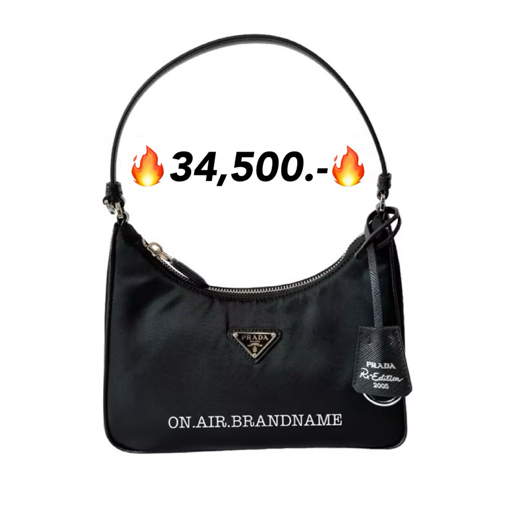 ถูกที่สุด ของแท้ 100% New prada hobo re-edition 2005 สีดำ หูหนัง ยอดฮิตสุด