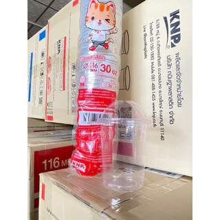 [6ชุด] แก้วพร้อมฝา,28(ทรงสลิม),30,32ออนซ์ ตราแมวกาโต้ ชุด รวม 300 ชุด [แก้ว6แถว/ฝา6แถว