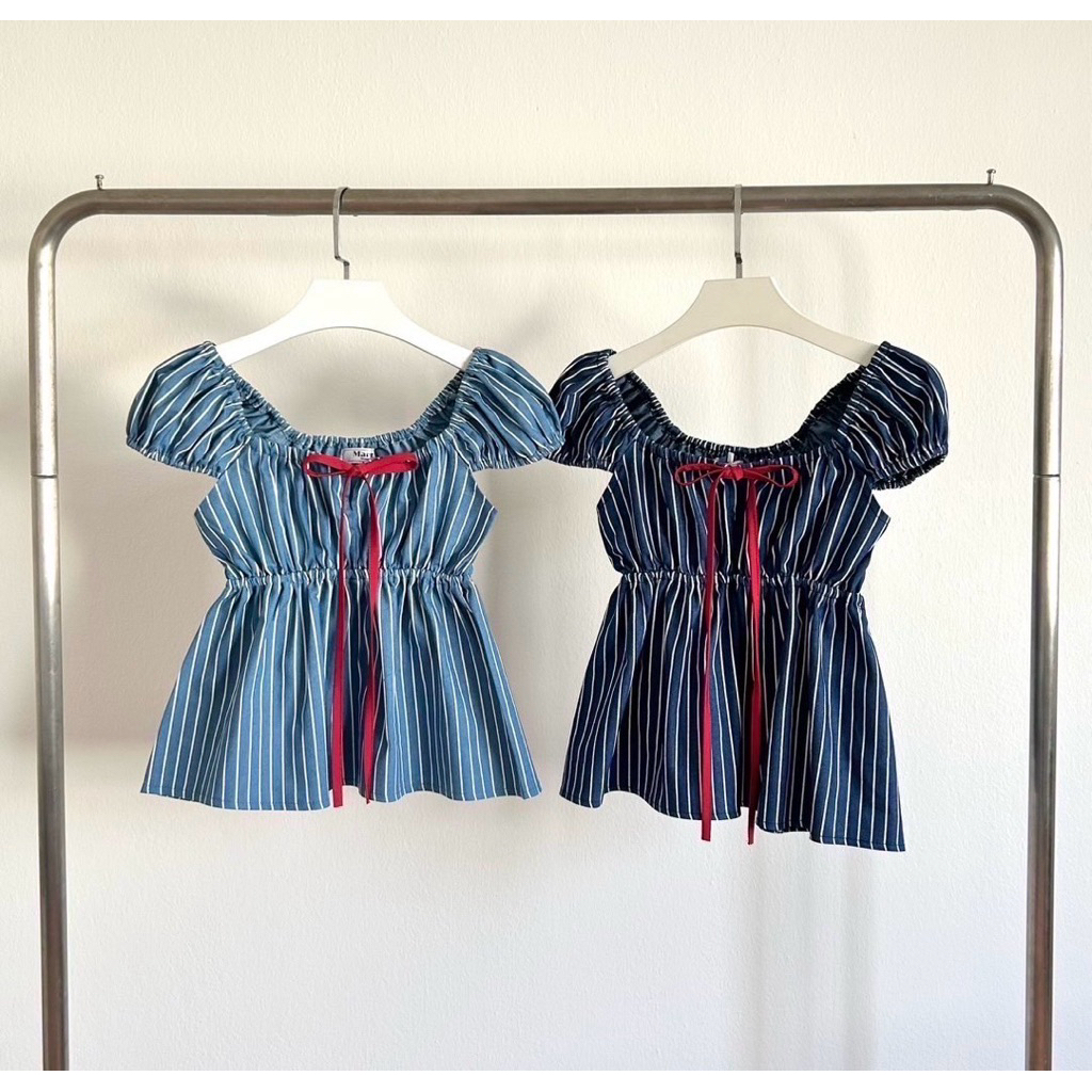 น้อง Windy Top เสื้อครอปแขนตุ๊กตาผู้หญิง แขนสั้น ดีเทลแขนตุ๊กตา