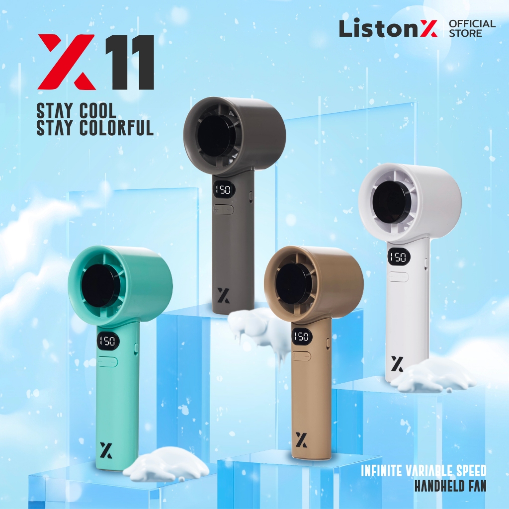 ListonX X11 พัดลมพกพาแรงสูง | Portable Rechargeable Handheld Mini Fan with LED Display | สัมผัสลมเย็