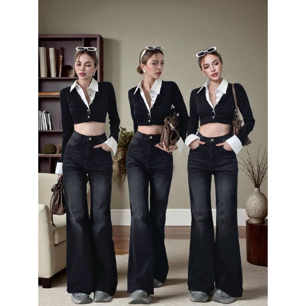 cottoncandy[c04]New Black berry jeansยีนส์รุ่นล่าสุดแพทเทิลขาม้าเล็ก​ ทรงสวยเนื้อผ้ามีความยืดหยุ่นใส