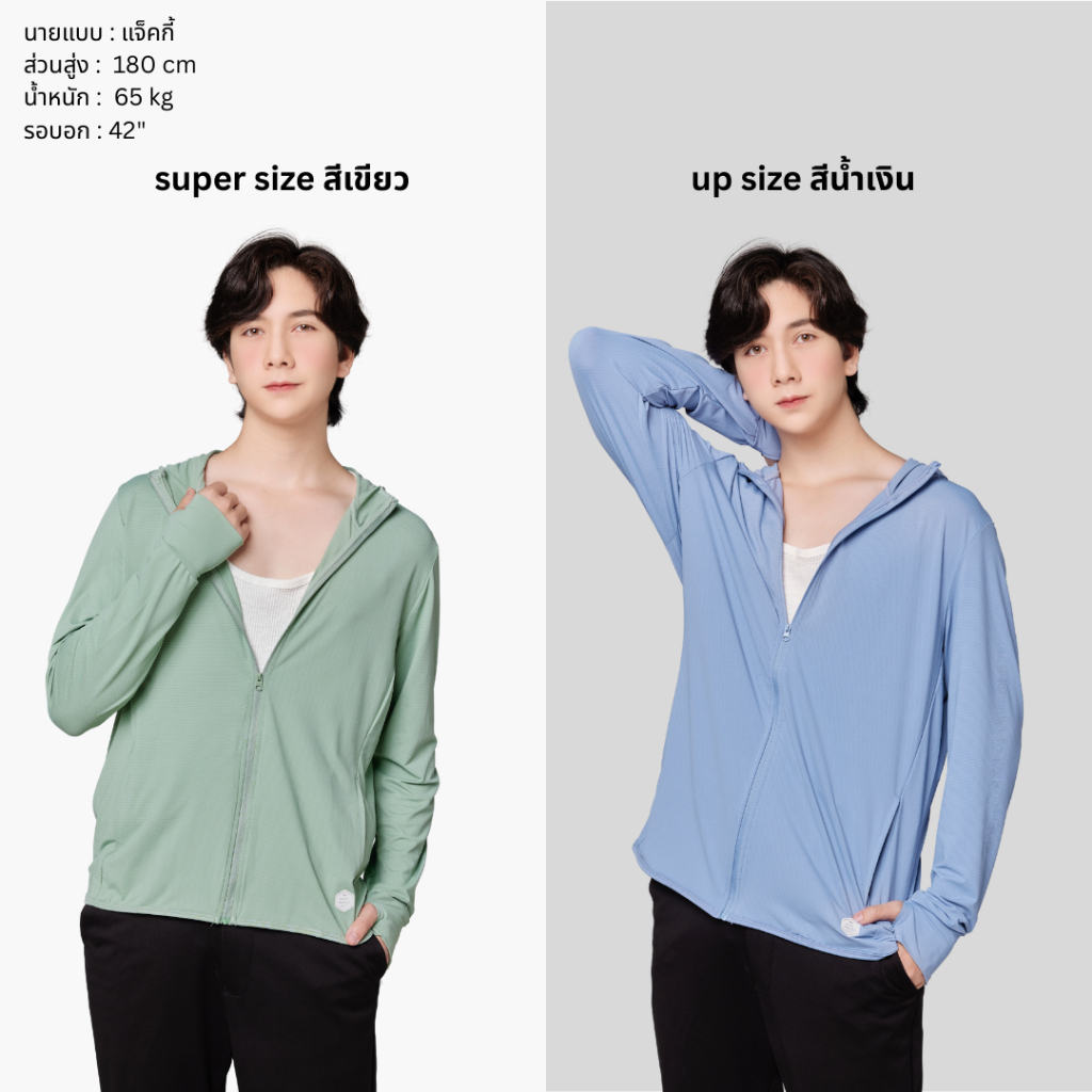 เสื้อคลุม ผู้ชาย เสื้อแจ็คเก็ต เสื้อเย็นระบายอากาศ เสื้อฮู้ดกันแสงแดด กันUV UPF50 NOUV BRANDS รูปที่ 6