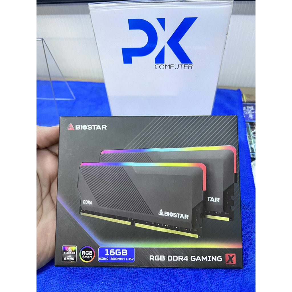 แรม RAM DDR4 16Gb (8+8) Bus 3600 Biostar ของใหม่ (มีส่งด่วน)