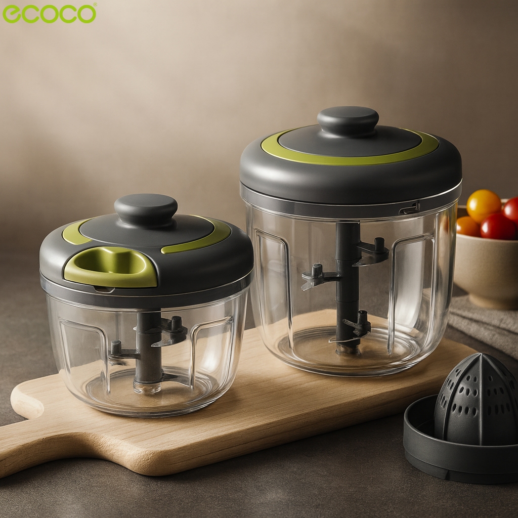 Ecoco เครื่องบดกระเทียม แบบมือดึง โถปั่นพลาสติก ที่ปั่นพริก มี 3 สีให้เลือก ทำความสะอาดง่าย – โปรปัง