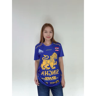 มาใหม่#เสื้อกีฬาแขนสั้น พิมพ์ลาย ผ้าไมโคร ใส่สบายระบายอากาศได้ดี ทรงคอกลม ใส่ได้ทั้งชายและหญิง(สิงห์)M-3XL