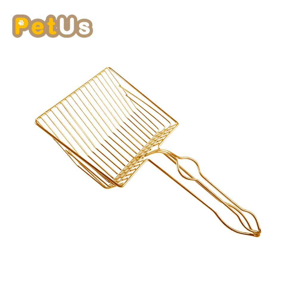 ที่ตักอึแมว Cat Litter Scoop ที่ตักทรายแมว สีทอง ทำจากโลหะ ไม่เป็นสนิม  ตักง่าย ทรายไม่ติด
