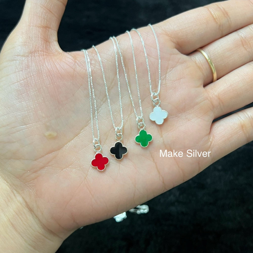 สร้อยคอเงินแท้92.5%พร้อมจี้สร้อยลายอิตาลี่ยาว18นิ้ว Make Silver (เงินแท้ทั้งเส้นไม่ชุบไม่ลอก) แถมฟรีน้ำยาล้างเงิน 30ml