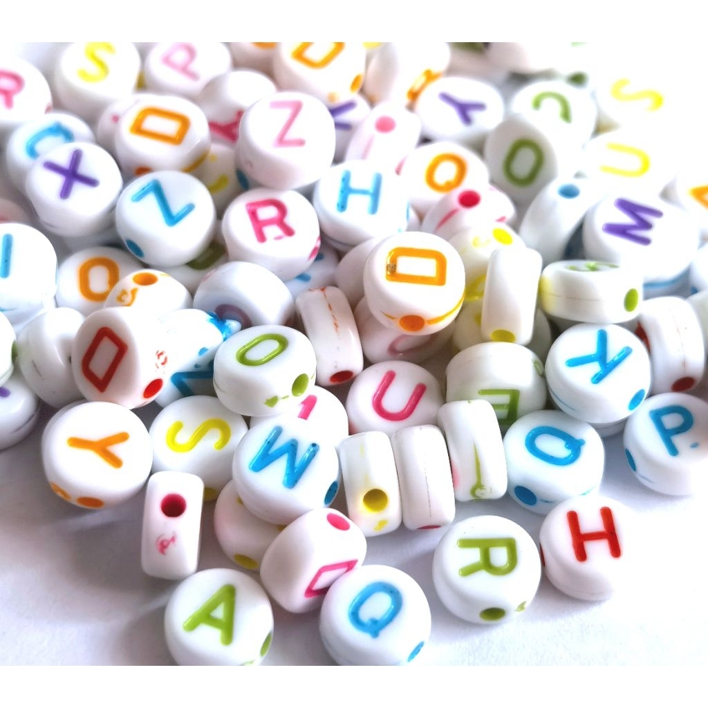 ลูกปัดABC พลาสติกอะคริลิค ทรงกลมตัวอักษร สําหรับทําเครื่องประดับ DIY ABC beads jewelry accessories