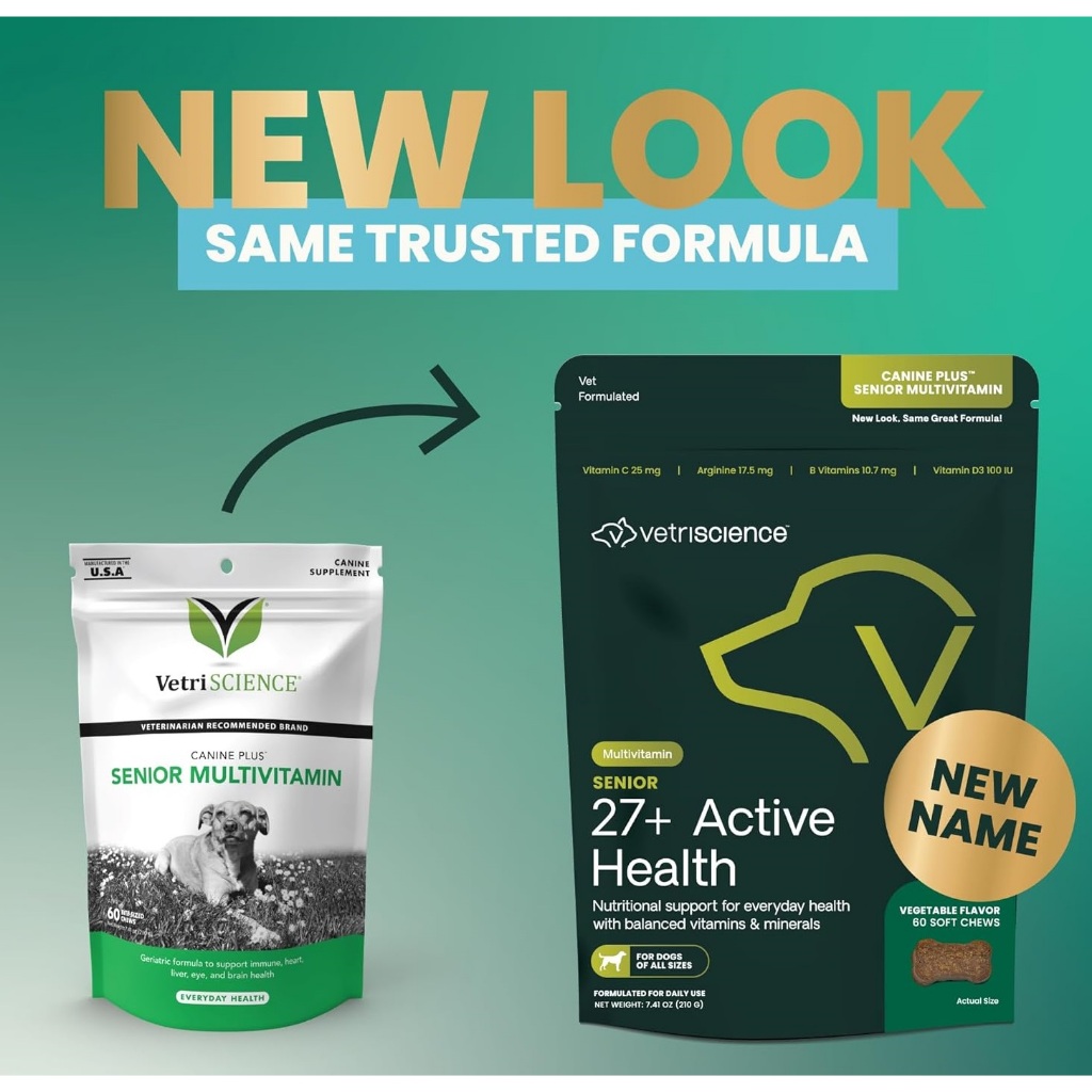 +ล็อตใหม่+ Vetri Senior Multivitamin  27+ Active วิตามินรวมสุนัขแก่ เสริมภูมิ บำรุงหัวใจ ตับ สายตา สมอง ขน สุขภาพรวม