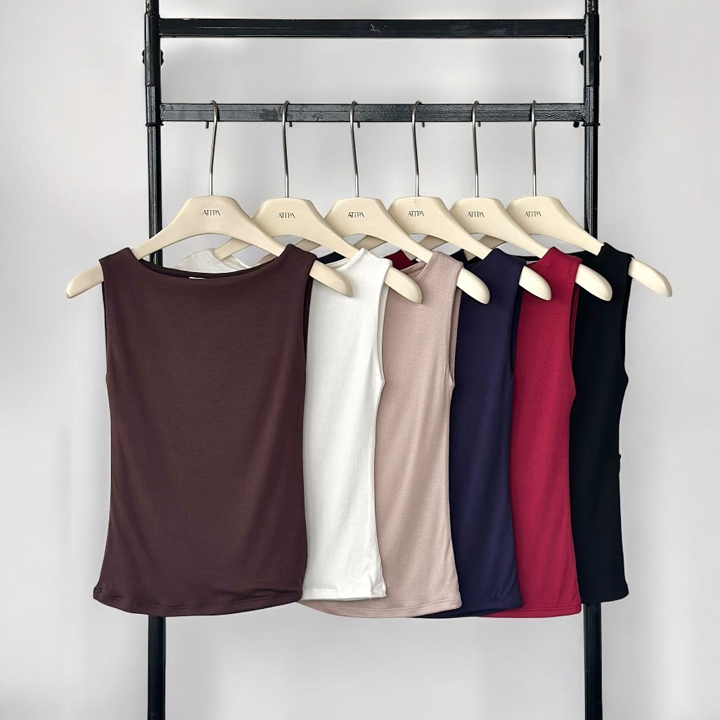 Atipashop - DAILYON TOP เสื้อแขนกุด ทรงเข้ารูป สีพื้น มีหลายสี