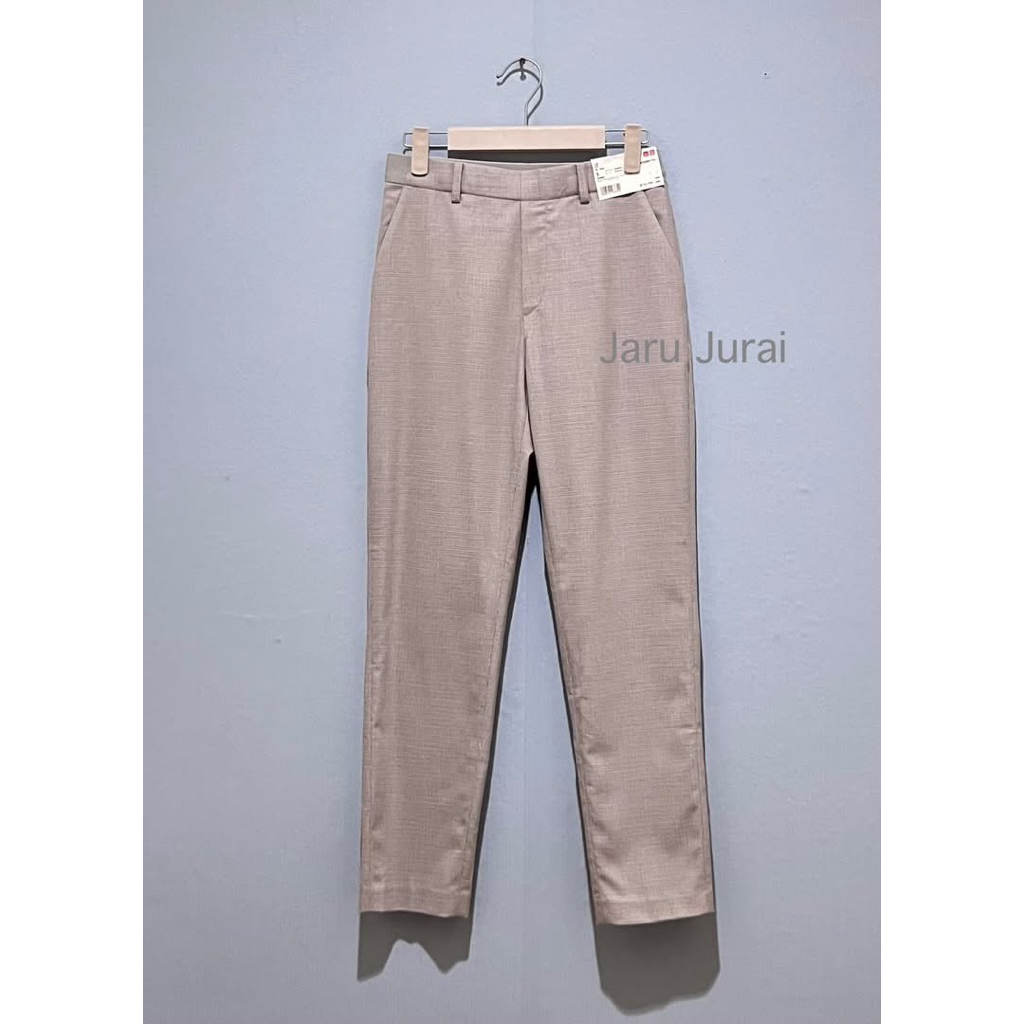 ☘️Uniqlo Ezy Ankle Pants ☘️ กางเกงสมาร์ทหญิง ขาเต่อ ลายชิโนริ ผ้าคอตตอนผสมโพลี่  Sz. S  เอว 26-28 มื