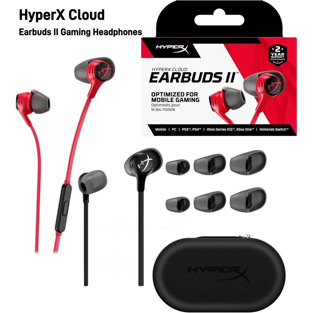 【New】HyperX Cloud Earbuds II Gaming Headphones หูฟังเอียร์บัด หูฟังมีสาย การเชื่อมต่อแบบ 3.5 มม