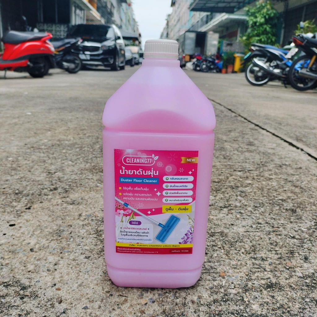 ผลิตภัณฑ์ดันฝุ่นเคลือบเงาพื้น (สูตรน้ำ) Cleaning77 ขนาด 3.8 ลิตร