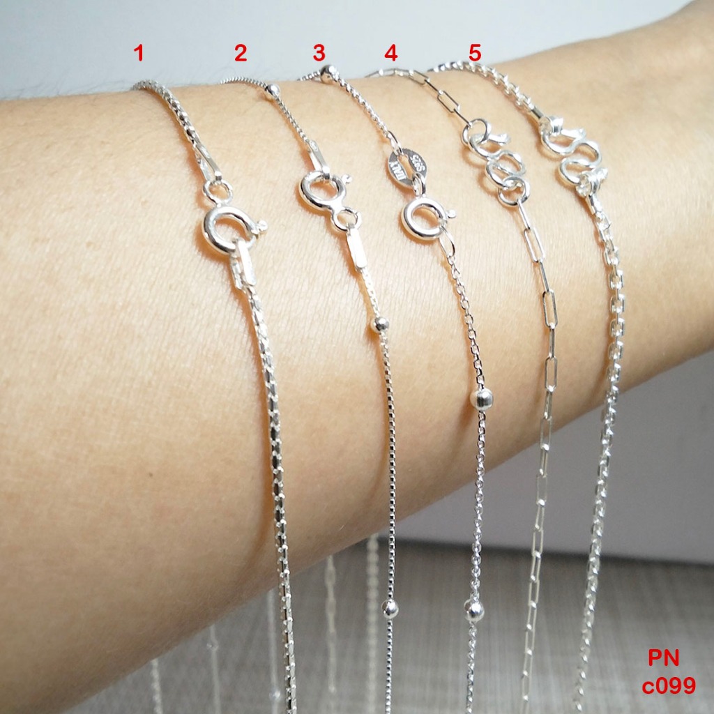 PN สร้อยคอเงินแท้92.5% สร้อยคอ รวมดีไซน์ คละแบบ คละลาย ความยาว 16 นิ้ว Chain (c099)