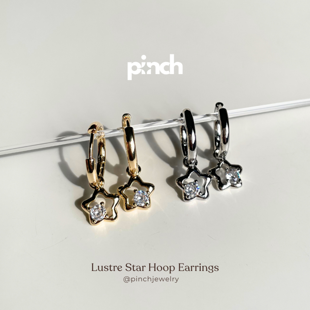 Pinch - Lustre Star Hoop Earrings ต่างหูดาวเล็กประดับคริสตัล S925