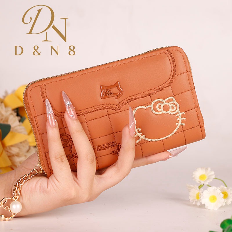 M14#BBกระเป๋าสตางค์ใบกลางมีช่วงใส่บัตรงทั้งหมด4ช่อง  วัดสุด:หนังPU รุ่นใหม่มีสายคล้องมือทุกใบค