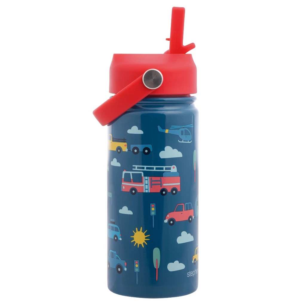 Stephen joseph กระติกน้ำเก็บอุณหภูมิ ยอดนิยมจากอเมริกา เก็บร้อนเย็นได้ TRANSPORTATION 414ml Insulated Bottle with Handle