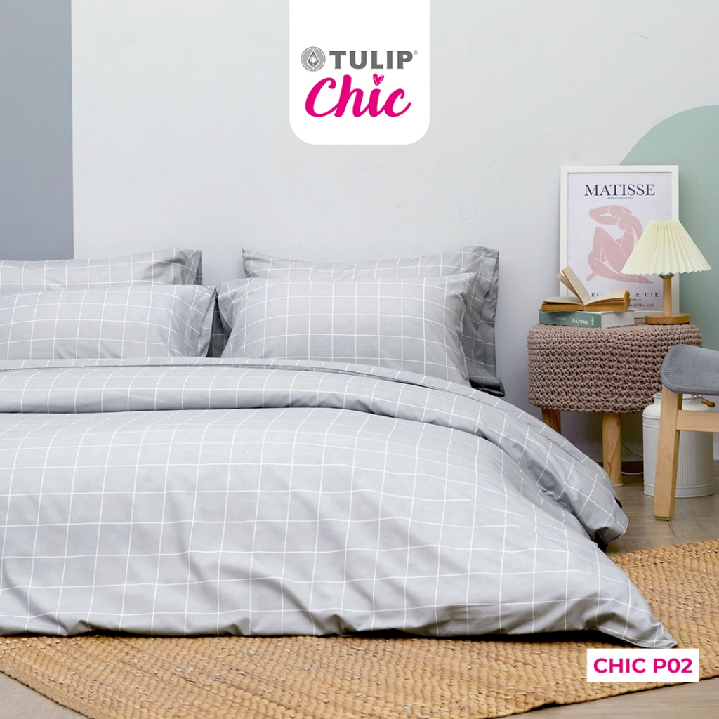 TULIP CHIC P02 พิมพ์ลาย ชุดเครื่องนอน ผ้าปูที่นอน ผ้าห่มนวม สัมผัสนุ่มสบายสไตล์มินิมอล