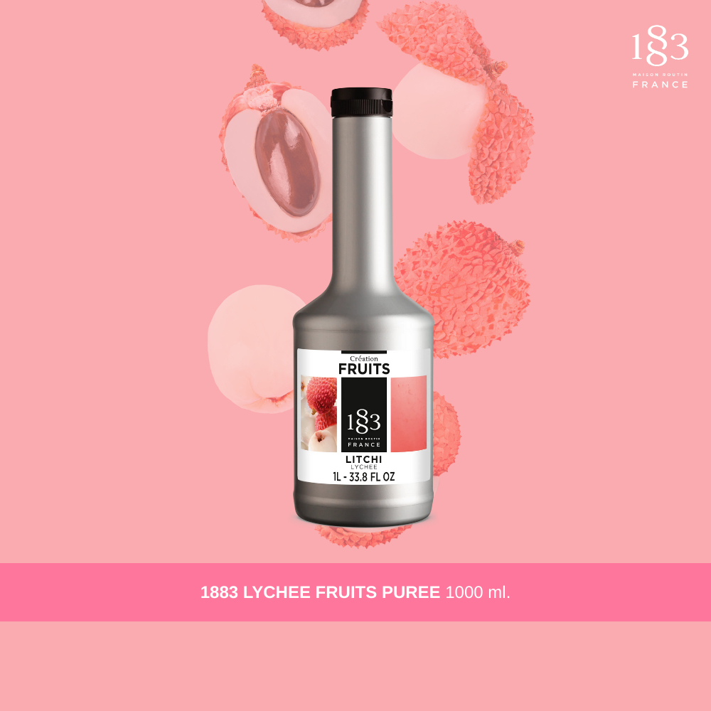 1883 Puree เพียวเร่ ลิ้นจี่ น้ำผลไม้ผสมเนื้อ 55% (1000มล.) (1883 LYCHEE FRUITS PUREE 1000 ml.)
