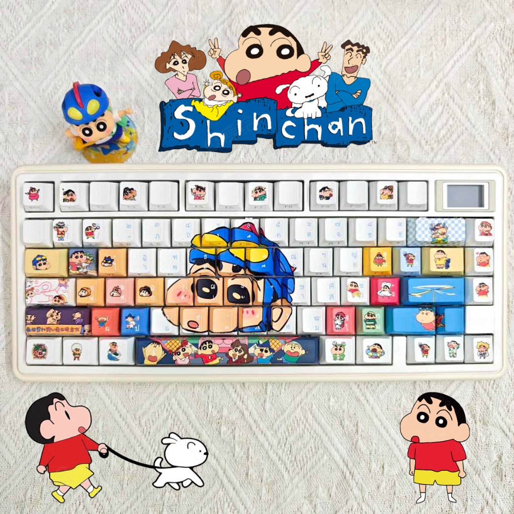 ⚡พร้อมส่งจากไทย⚡Crayon Shin-chan keycaps คีย์ไทย PBT ปุ่มกดแป้นพิมพ์ ธีมมาริโอ้ DIYสำหรับMechanical keyboard