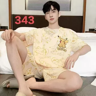 ส่งมอบทันที， ที่ส่งมาจากประเทศไทย，M-4XL，ชุดนอนผู้ชาย， ผ้าฝ้ายเนื้อนุ่ม， ลายการ์ตูน，หลากหลายรูปแบบ， ขาสั้น+เสื้อยืด