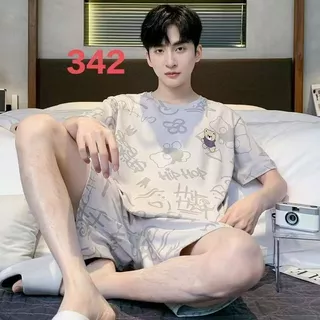 ส่งมอบทันที， ที่ส่งมาจากประเทศไทย，M-4XL，ชุดนอนผู้ชาย， ผ้าฝ้ายเนื้อนุ่ม， ลายการ์ตูน，หลากหลายรูปแบบ， ขาสั้น+เสื้อยืด
